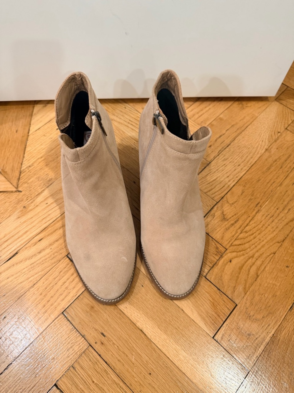 Blondo Waterproof Taupe Suede Wedge Ankle Boots Size 12